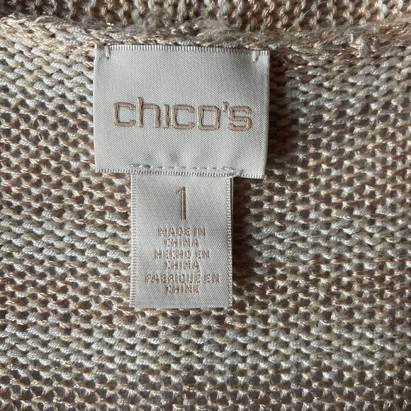 Chico's Gold Striped Cardigan Size 1 - Picture 8 of 9
